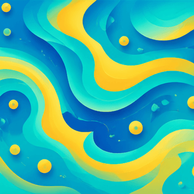 Abstract album cover with turquoise and yellow flowing waves