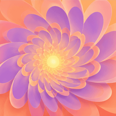Abstract album cover with a layered purple and coral flower