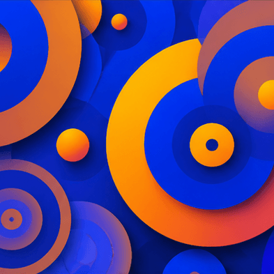 Abstract album cover with blue and orange concentric circles